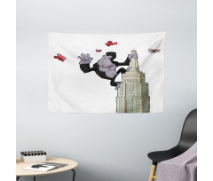 King Monkey Cartoon Wide Tapestry