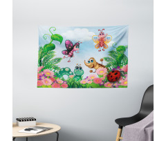 Butterfly Ladybug Worm Wide Tapestry