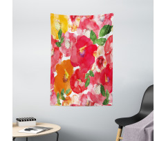 Watercolor Style Floral Tapestry