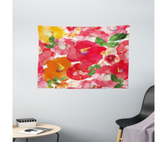 Watercolor Style Floral Wide Tapestry