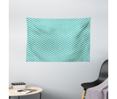 Aqua Checked Tile Wide Tapestry