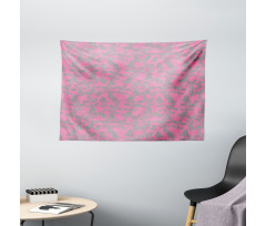 Big Grey Flowers Petals Wide Tapestry