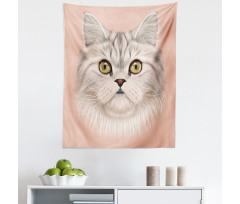 Hayvan Portresi Mikrofiber Duvar Halısı Gri Sevimli Kedi