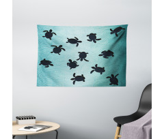 Baby Turtles Deep Sealife Wide Tapestry