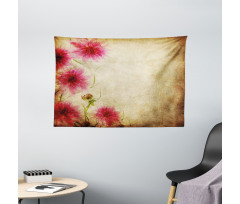 Retro Flowers Grungy Old Wide Tapestry