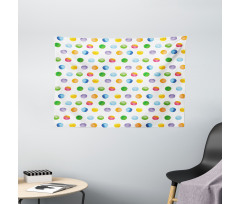 Colored Big Polka Dots Wide Tapestry