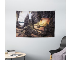 Treasure Chest in Cave Wide Tapestry
