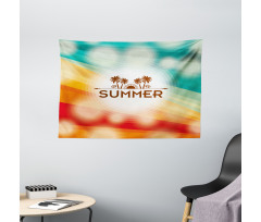Palm Tree Sun Holiday Wide Tapestry