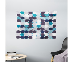 Retro Circles Squares Wide Tapestry