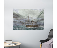 Ocean in Wave Rainy Storm Wide Tapestry