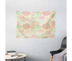 Flowers Polka Dots Wide Tapestry