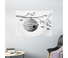 Hand Drawn Honeycomb Wide Tapestry