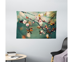 Pink Cherry Sakuras Wide Tapestry