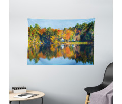 Lake House in Autumn Wide Tapestry