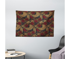Traditional Roses Dragon Wide Tapestry