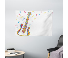 Doodle Style Guitar Art Wide Tapestry