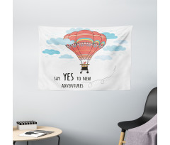 Words Hot Air Balloon Wide Tapestry