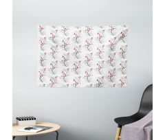 Curvy Dotted Branches Wide Tapestry