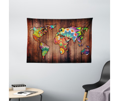 Map on Plank Wide Tapestry
