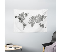 Floral Continents Wide Tapestry