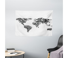 World Map Charm Wide Tapestry