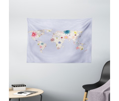 Map Soft Blooms Wide Tapestry