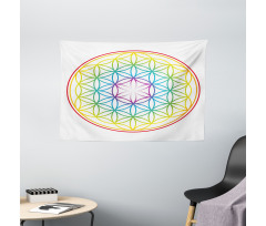 Radiant Flower of Life Wide Tapestry