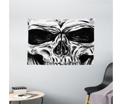 Gothic Sketch Evil Face Wide Tapestry