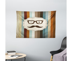 Man Moustache Glasses Wide Tapestry