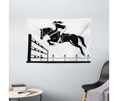 Jockey Girl Jumping Wide Tapestry