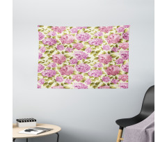 Flower with Leaves Wide Tapestry