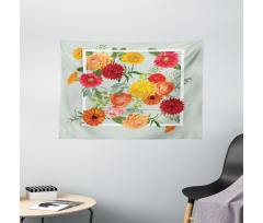 Floral Flower Leaf Wide Tapestry