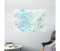 Ombre Sketchy Floral Wide Tapestry