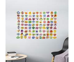 Baby Mosters Cartoon Wide Tapestry