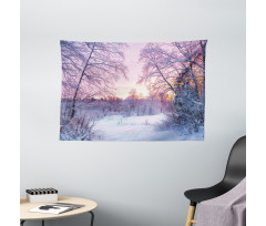 Braches Snowy Sunset Wide Tapestry