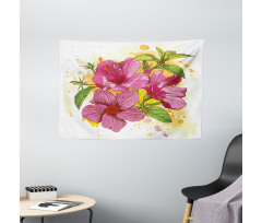 Vibrant Hibiscus Flower Wide Tapestry