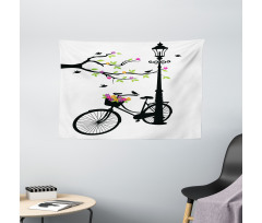 Spring Tree Birds Bike Wide Tapestry