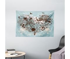 Swirls and Petal Retro Wide Tapestry