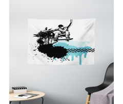 Young Boy Skater Exotic Wide Tapestry