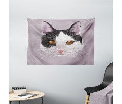 Pet Cat Kitty Portrait Wide Tapestry