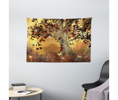 Tree Earthy Color Tones Wide Tapestry