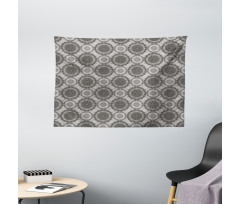 Abstract Damask Flowers Wide Tapestry