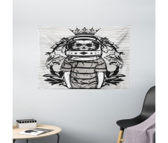 Skull Astronaut Man Wide Tapestry