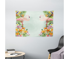 Tropic Flowers Animals Wide Tapestry
