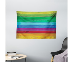 Colorful Wood Stripes Wide Tapestry