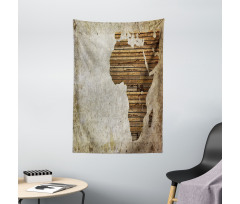 Wooden Plank Map Tapestry