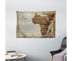 Wooden Plank Map Wide Tapestry