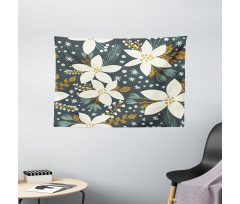 Poinsettia Blossoms Art Wide Tapestry