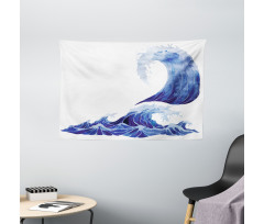 Aquatic Storm Blue Waves Wide Tapestry