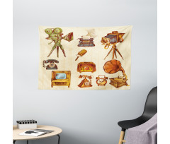 Retro Old Technology Wide Tapestry